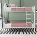 Twin Over Twin Metal Bunk Bed with Ladder and Guardrails W482