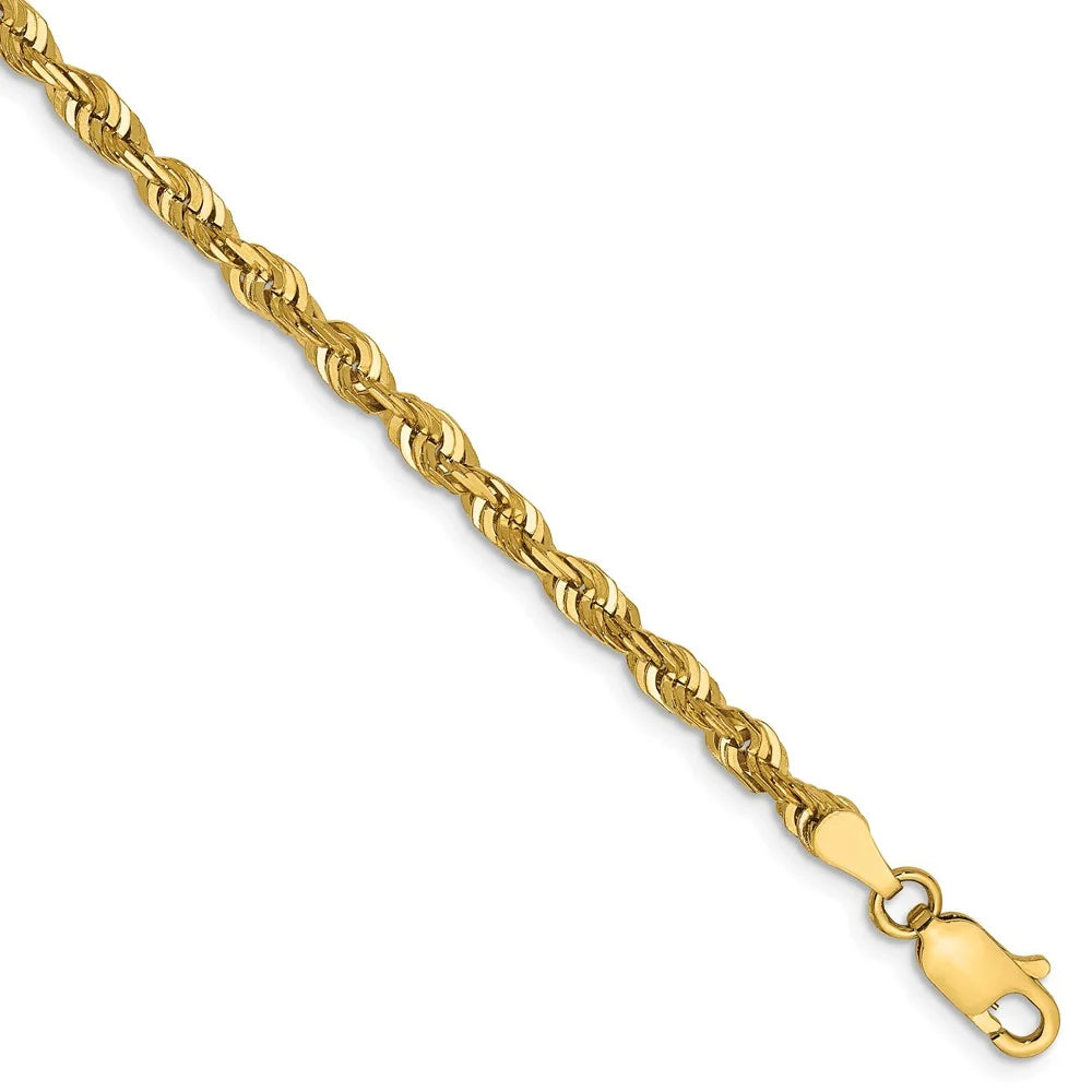 14kt Yellow Gold Diamond Cut Rope Chain with Lobster Clasp W492