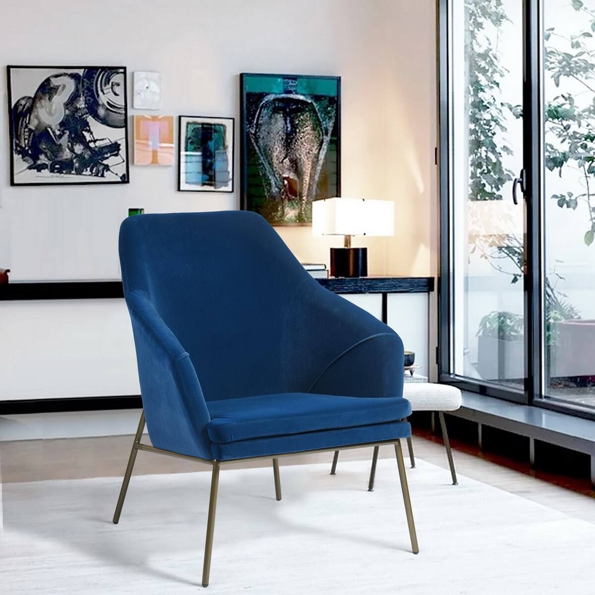 Blue Frosted Velvet Accent Chair C786