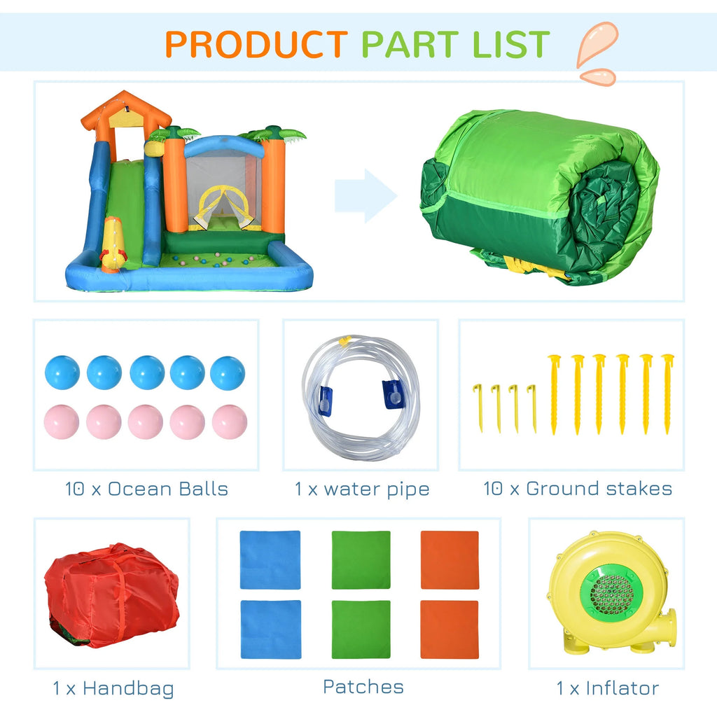 6-in-1 Inflatable Water Slide Jumping Castle with Blower O161124