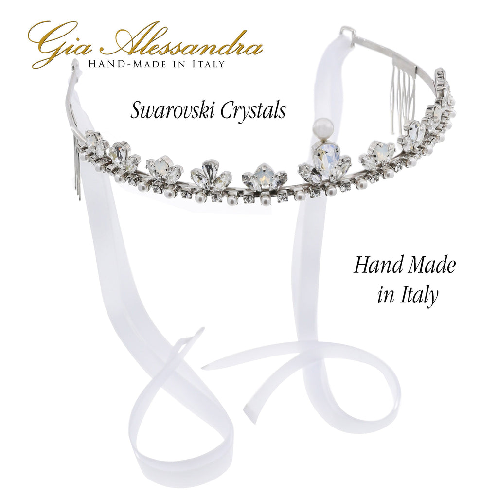 Silver Wedding Bridal Tiara With Swarovski Crystals D573781