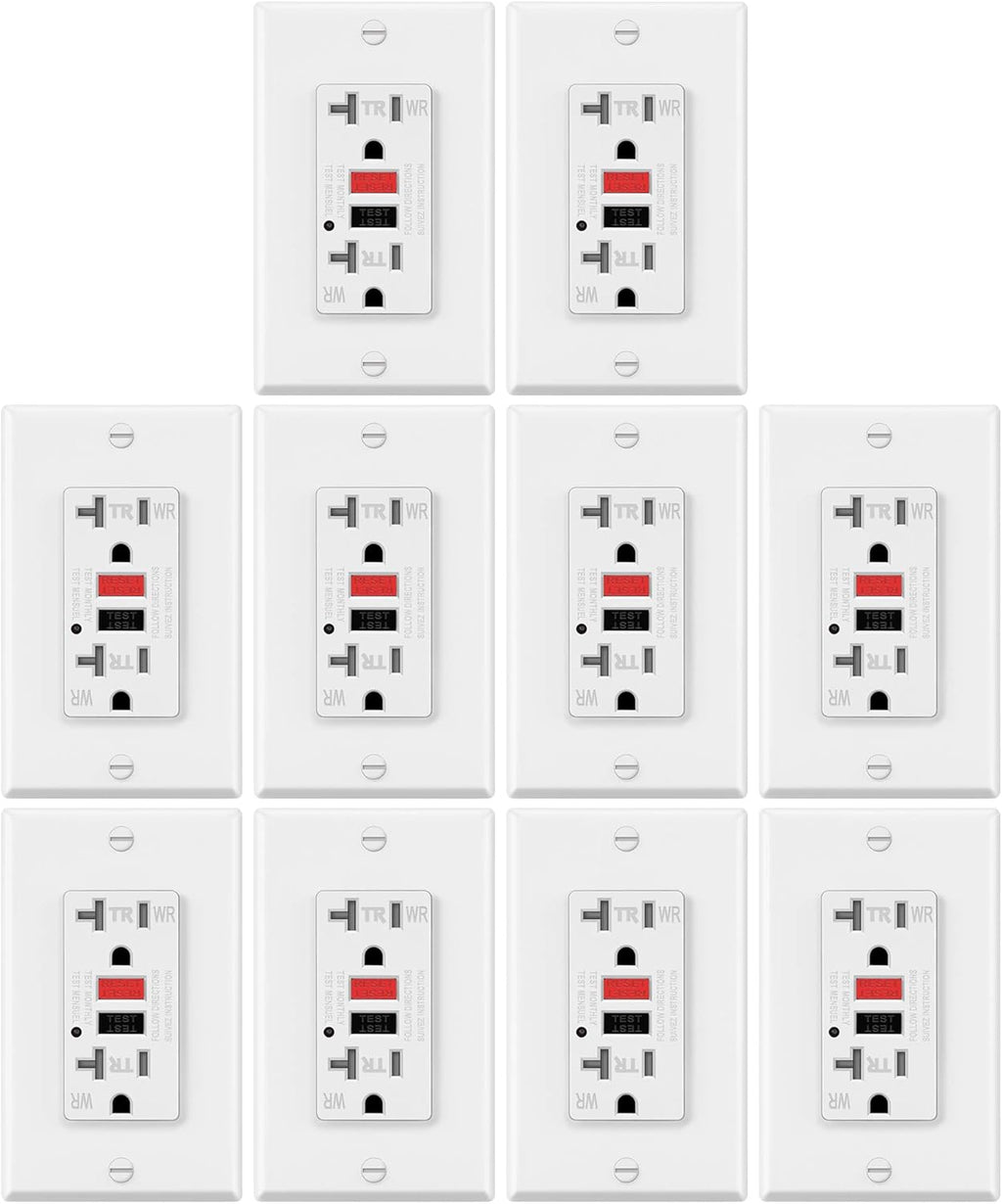 20A WR GFCI Outlet with LED Indicator, White N174