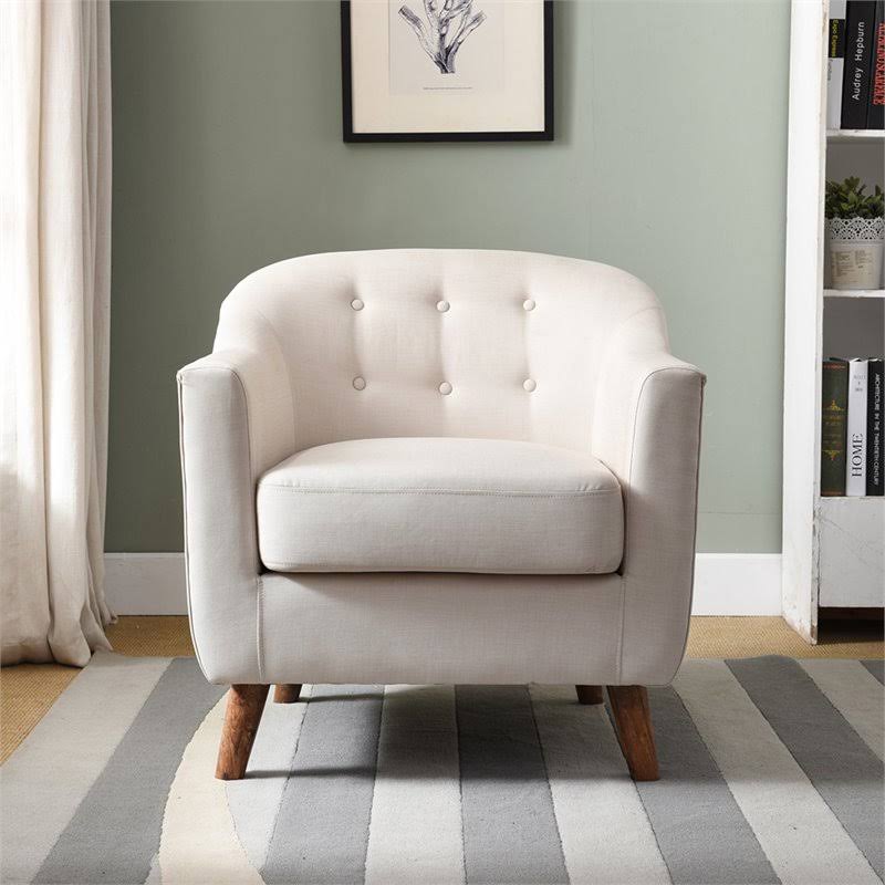 Cream Fabric Upholstered Accent Chair T117