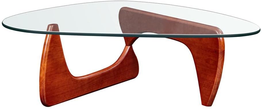Triangle Glass Coffee Table with Solid Wood Base Q5125