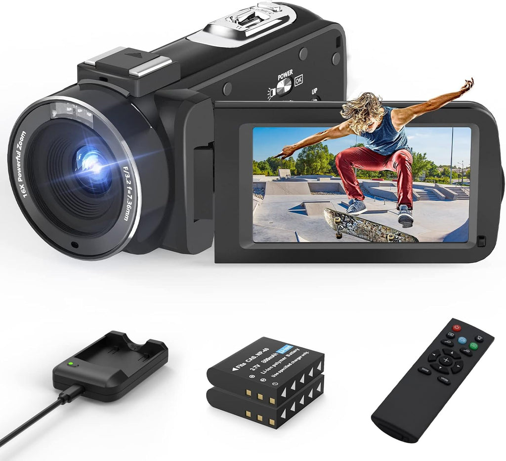 2.7K 30FPS 36MP 3.0 Inch IPS Touch Screen Camcorder with 2.4G Remote Control and Battery Charger U885345