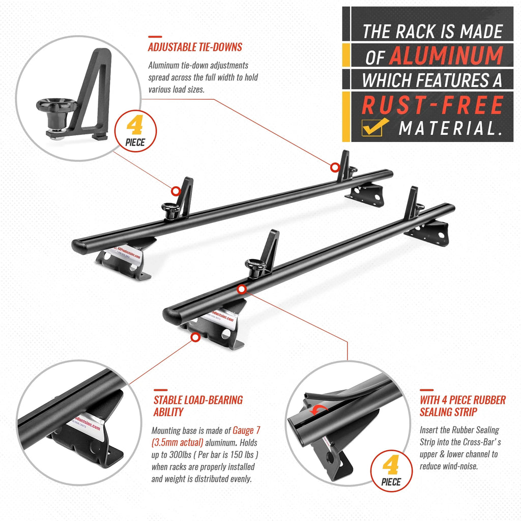 Black Aluminum 2 Bar Van Roof Rack System G270