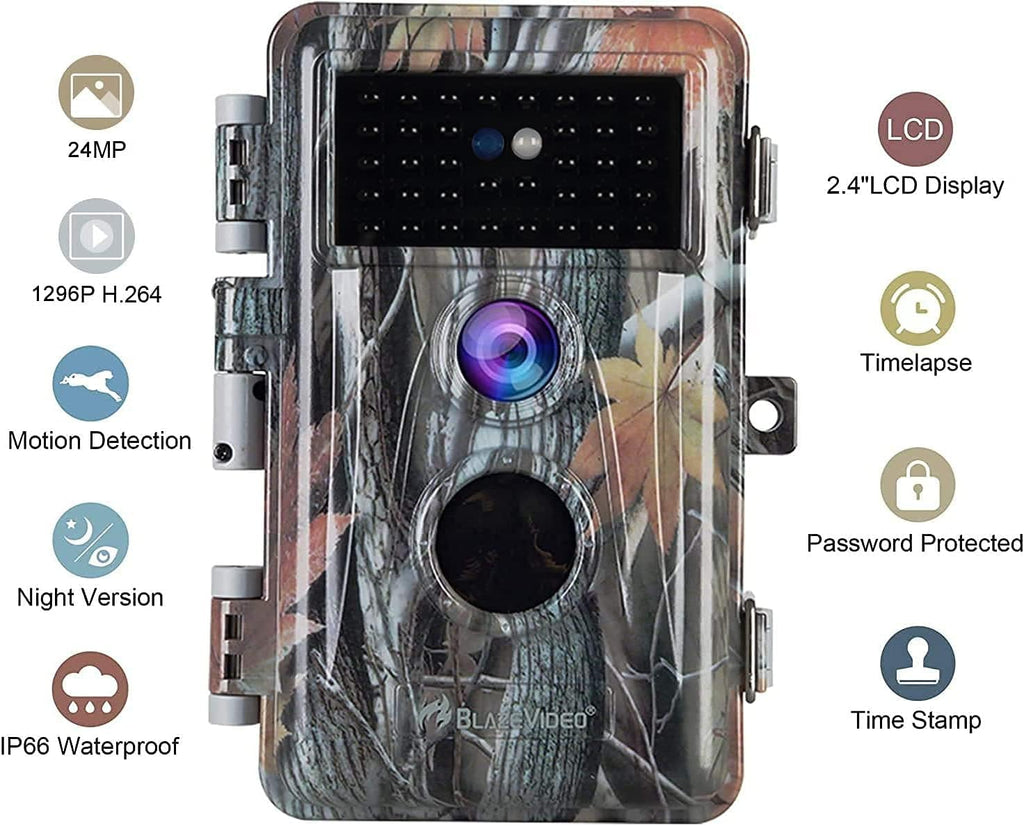 2-Pack 24MP 1296P No Glow Waterproof Trail Cameras F24516