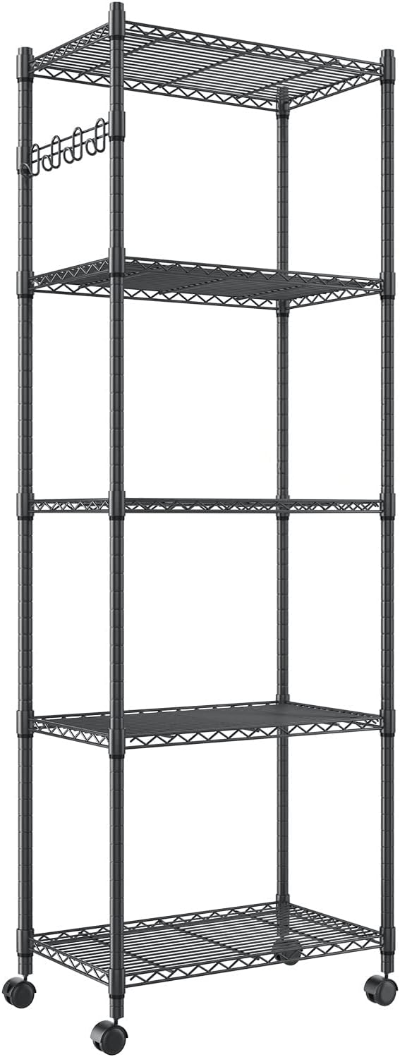 6-Shelf Heavy Duty Metal Wire Shelving Unit with Hooks X84920