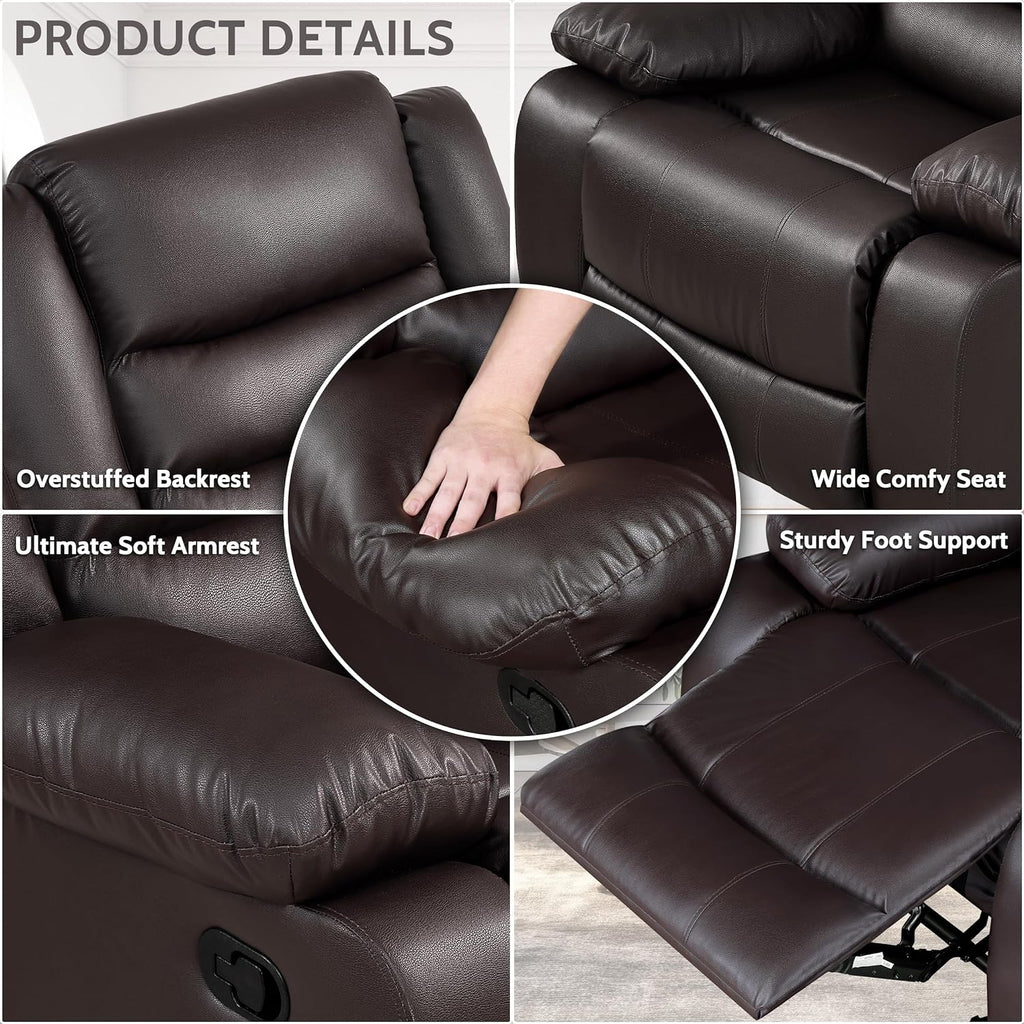 Brown Faux Leather Manual Rocker Recliner Chair V620006