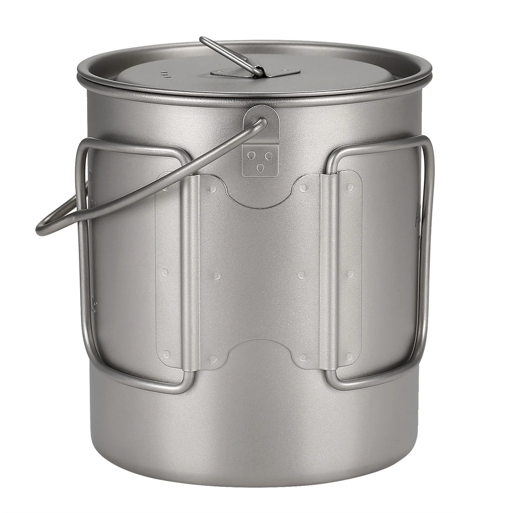 Ultralight 750ml Titanium Pot with Lid and Foldable Handle N821