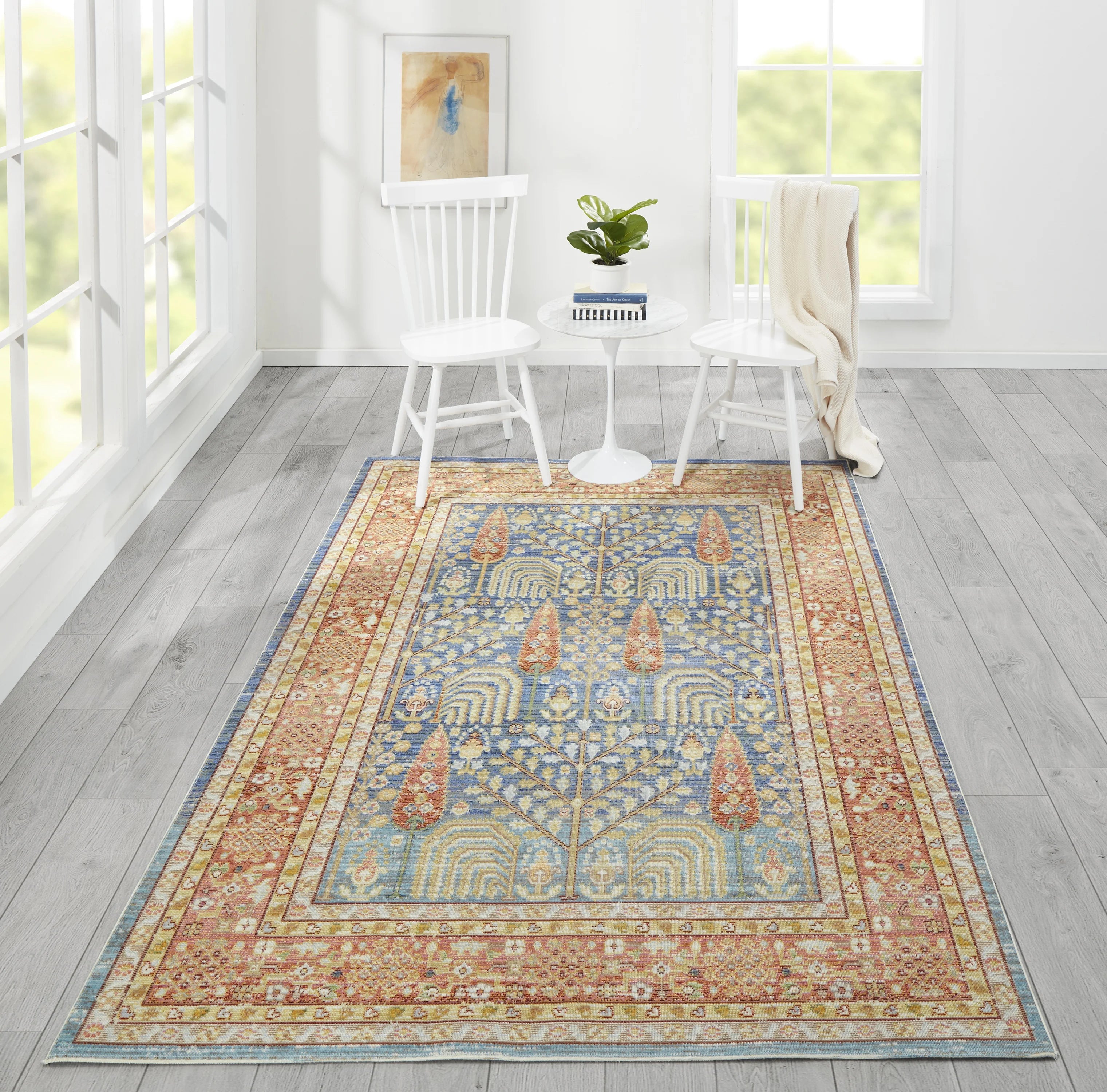 Blue Polyester Area Rug 7'10" X 10'6" V410385