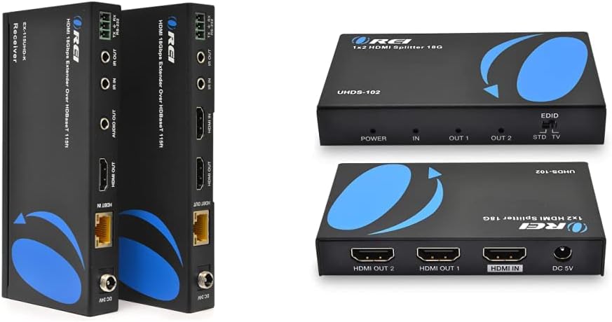 HDBaseT HDMI Extender over Cat5e/6 Ethernet LAN cable, 500 Feet, IR, HDMI Loop-out, RS-232, PoC, HDMI Balun N800