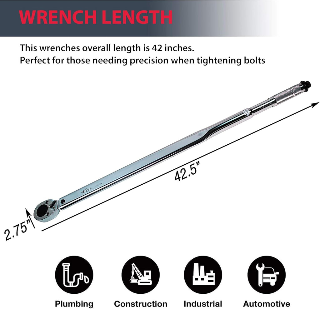 3/4 Drive Click Style 42 Long Torque Wrench, 100-600 ft/lbs X55682