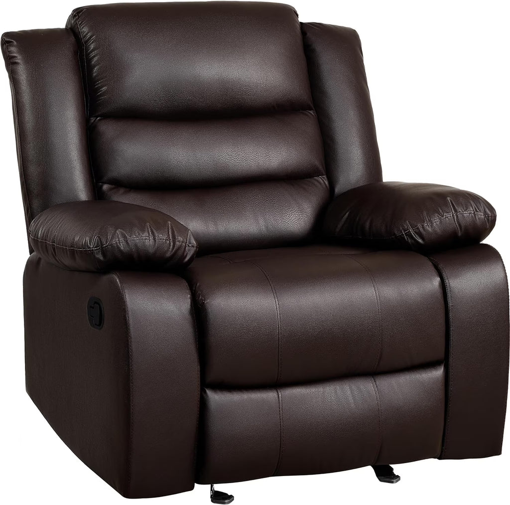 Brown Faux Leather Manual Rocker Recliner Chair V620006