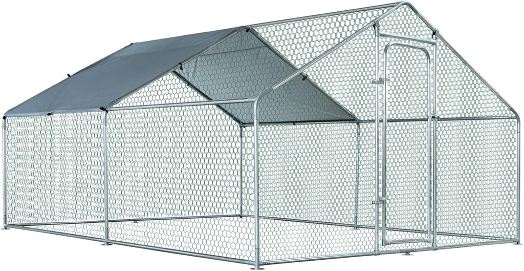 Large Metal Chicken Coop 3 Rooms Walk-in Enclosure 10' x 20' x 6.5' R703018