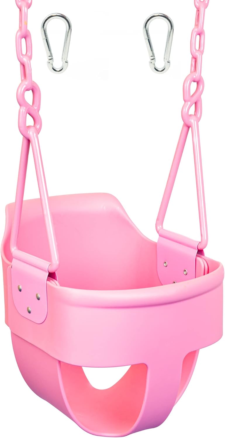 Blue Full Bucket Toddler Swing Seat with Plastic Coated Chains and Carabiners, Pack of 2 B559945