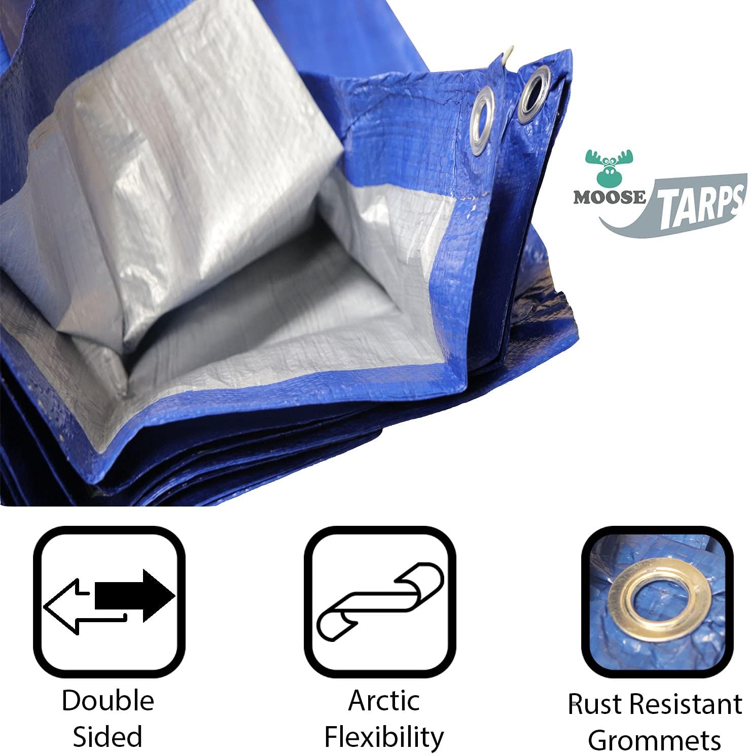 30' x 40' Water Resistant Blue/Silver Tarp Y7293