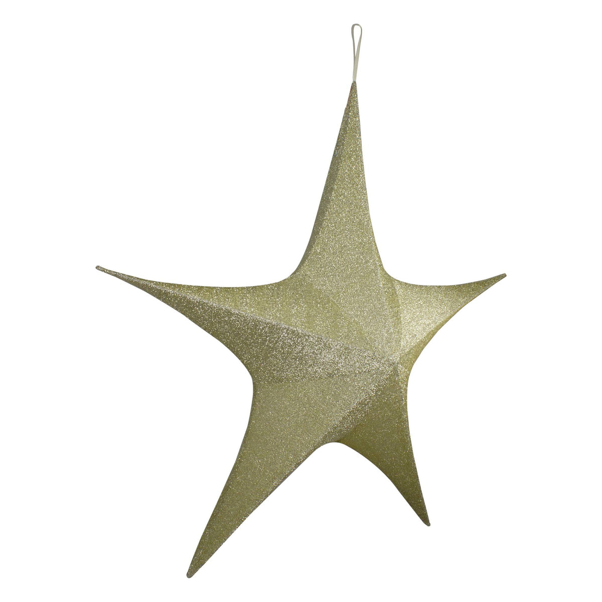 Gold Tinsel Foldable Christmas Star Outdoor Decoration W94007