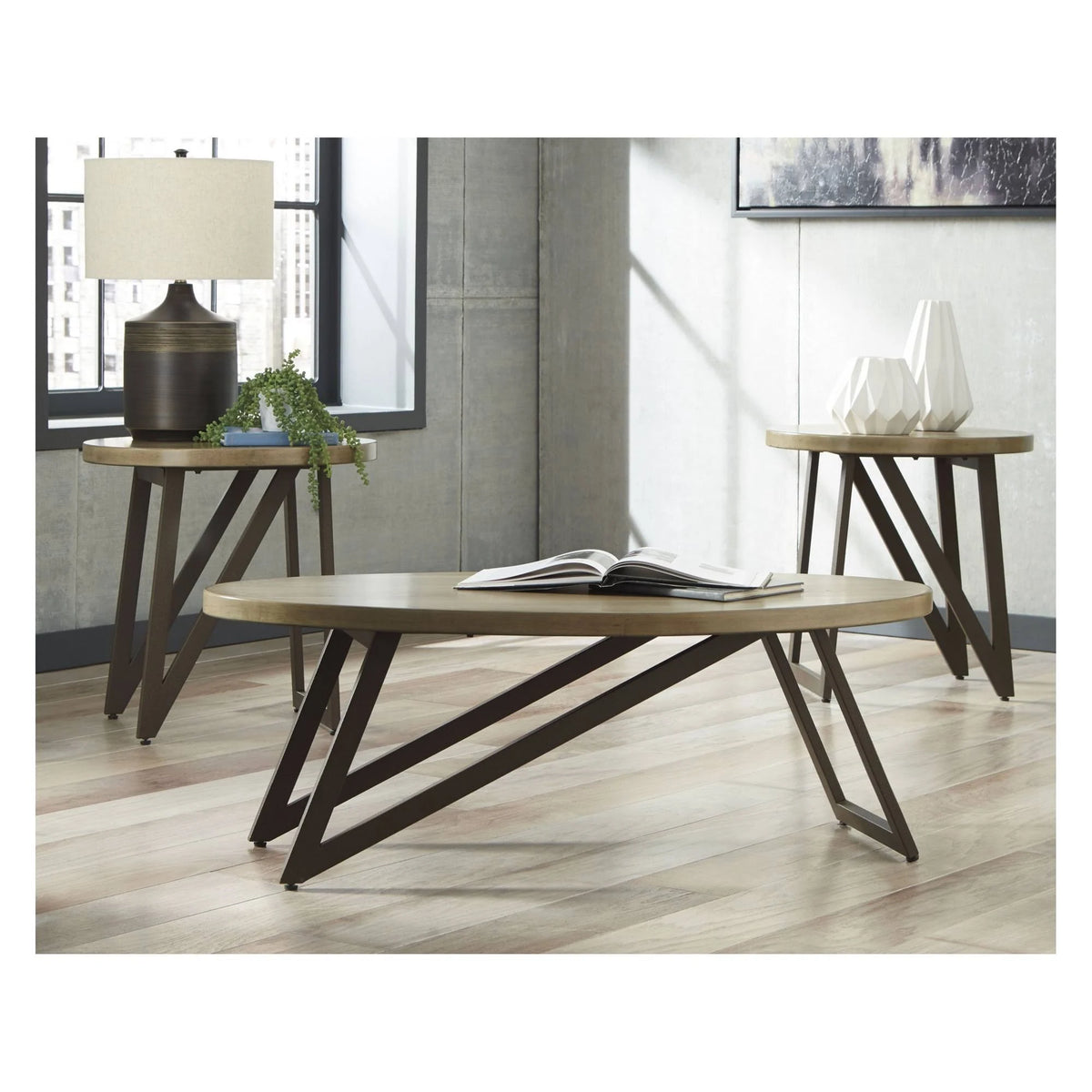 Brown/Black 3 PC Occasional Table Set F635698
