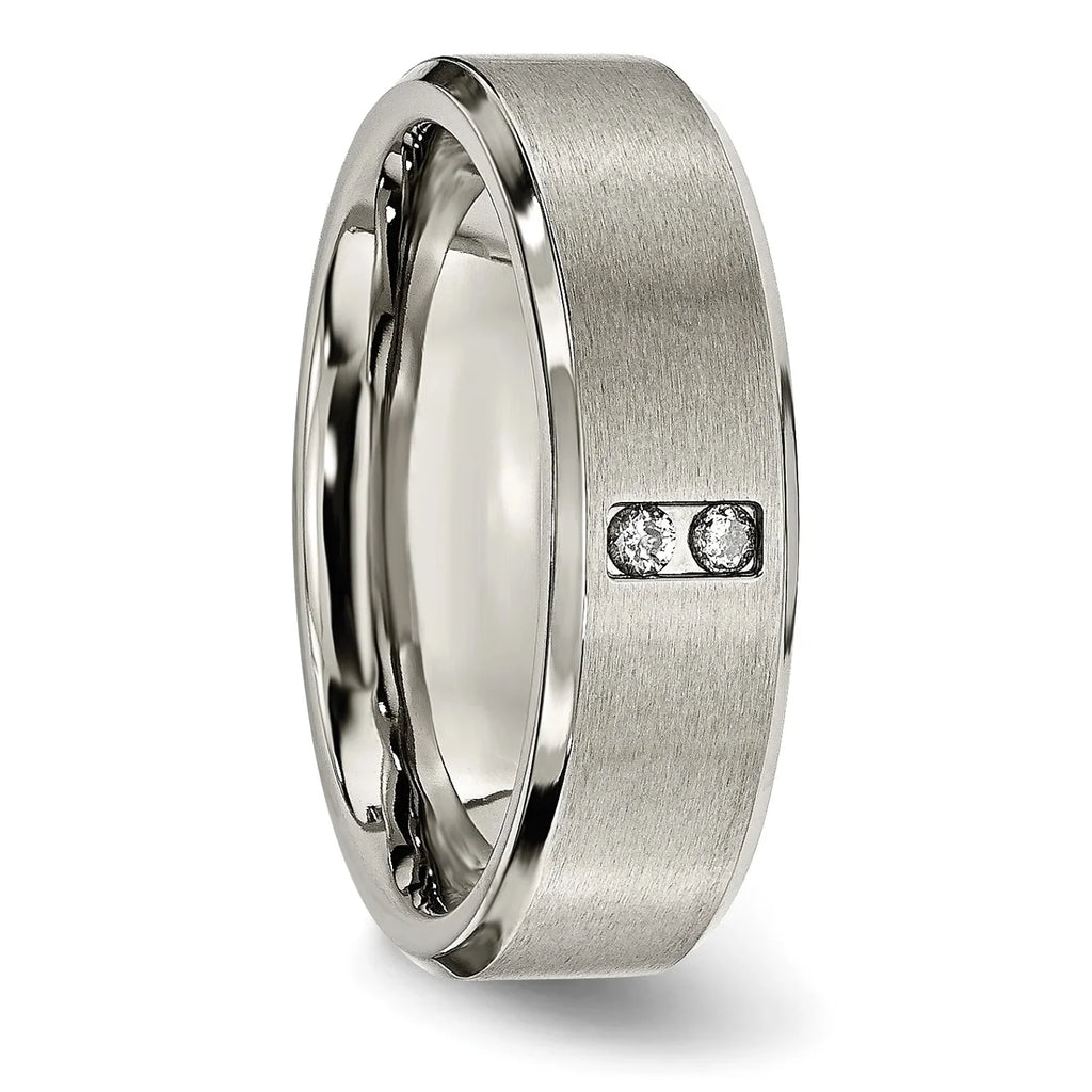 Titanium Satin & Polished with Diamonds 7mm Band E77178