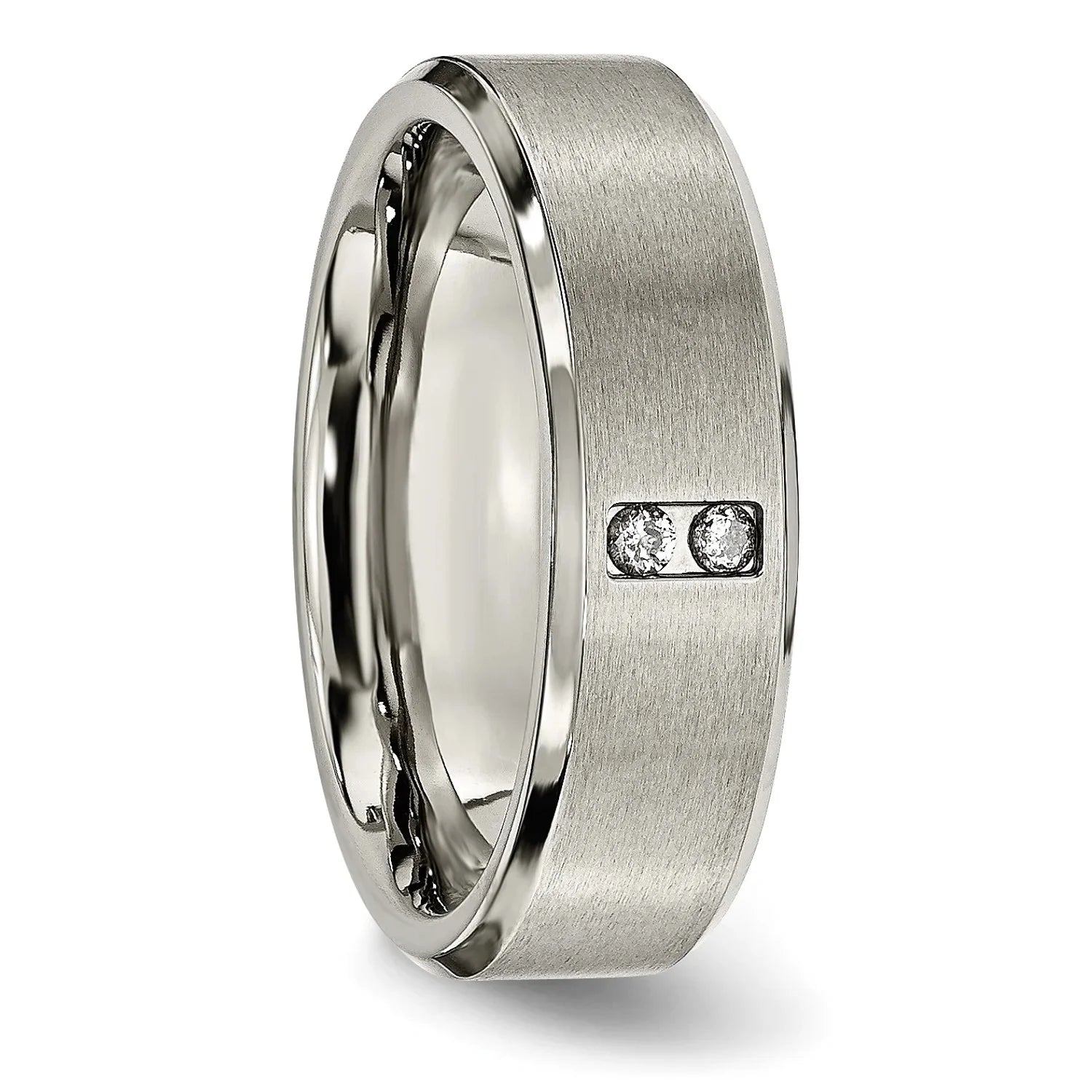 Titanium Satin & Polished with Diamonds 7mm Band E77178