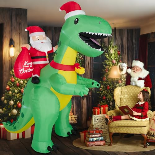 8FT Christmas Inflatables Santa Claus with Christmas Tree, Built-in LED Lights A300559