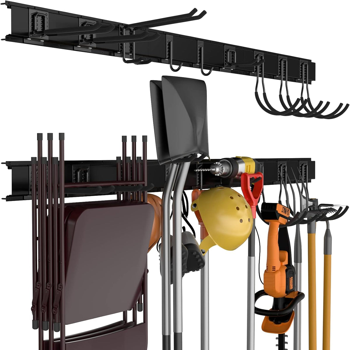 12 PCS Adjustable Steel Garage Storage Rack with 9 Wall Hooks and Hanger O2866