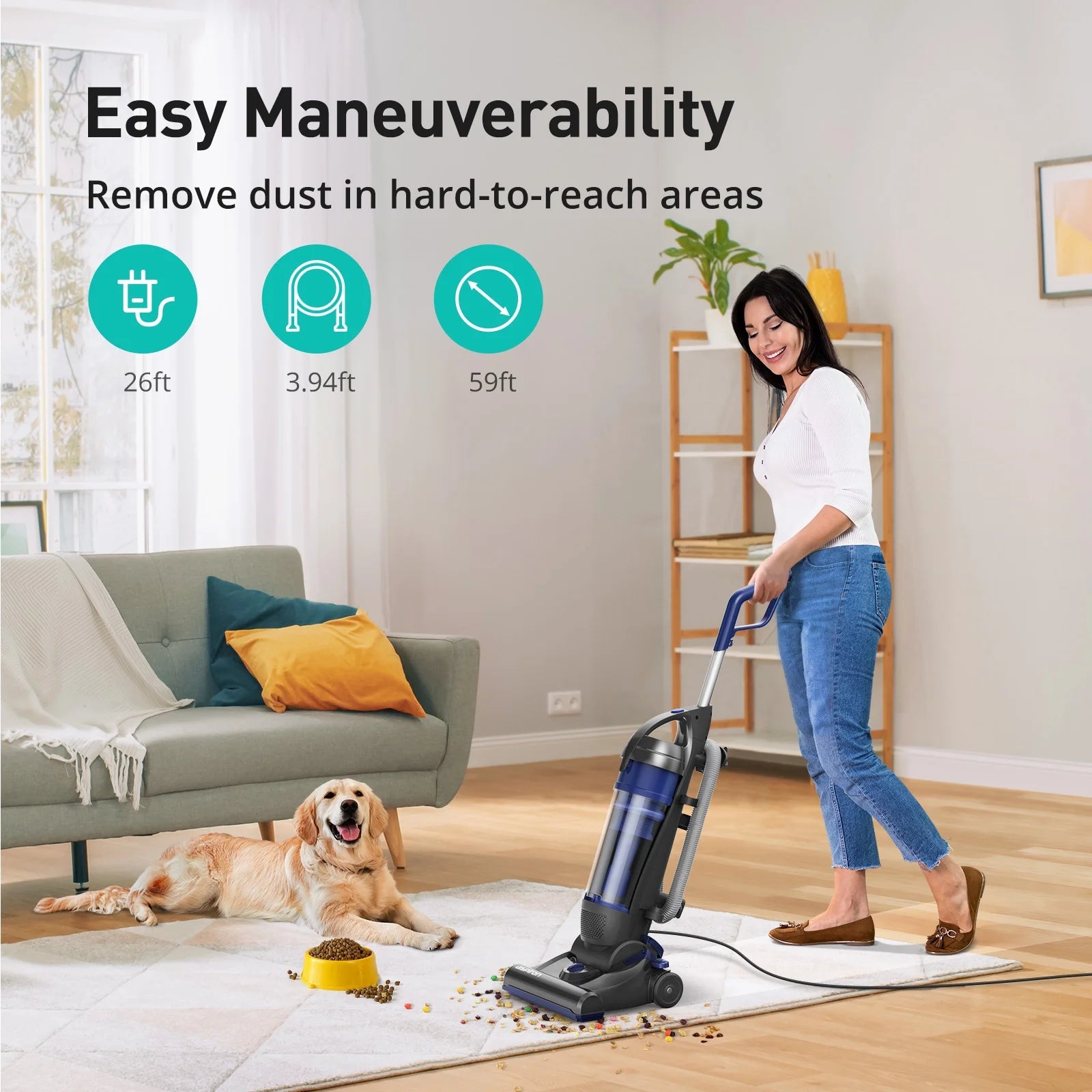 Aspiron Bagless Upright Vacuum Cleaner, 25Kpa, 3L Dust Cup O5645