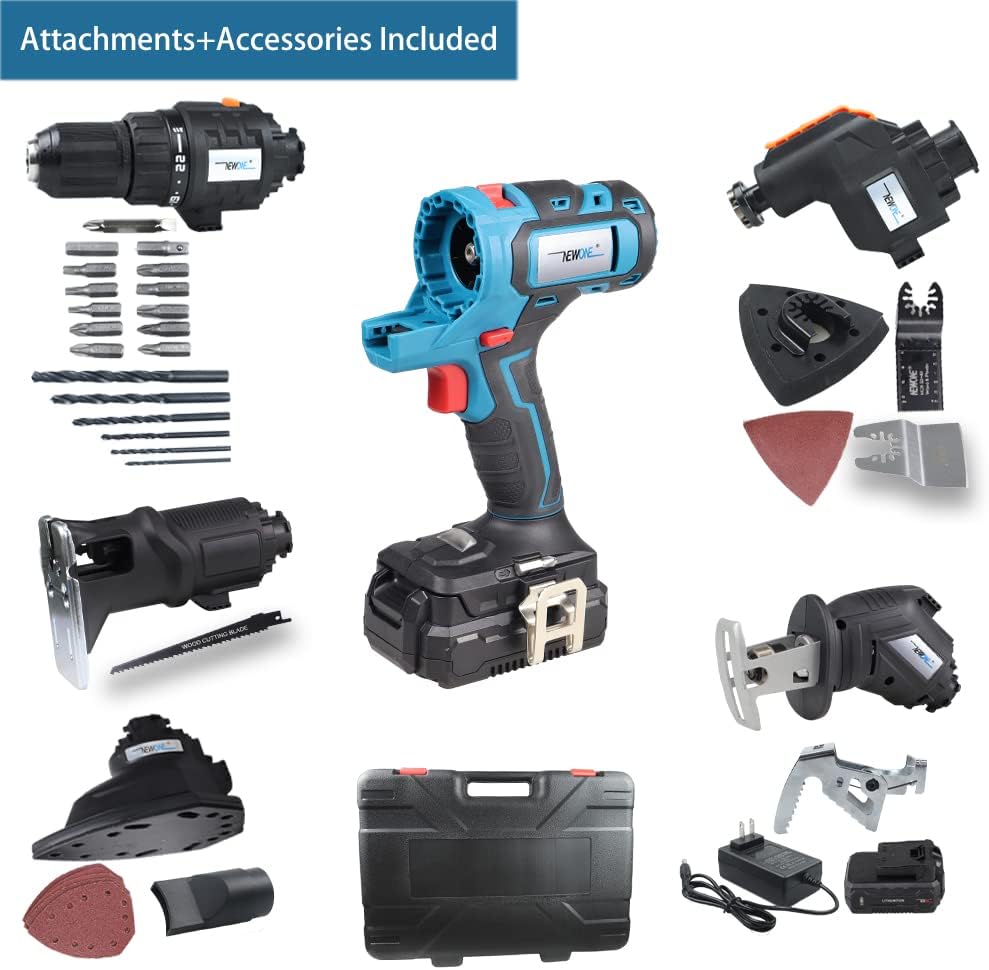 20V MAX Power Tool Combo Kit with Case, 4-Tool Attachments Drill, Reciprocating Saw, Oscillating Tool, Sander P66236