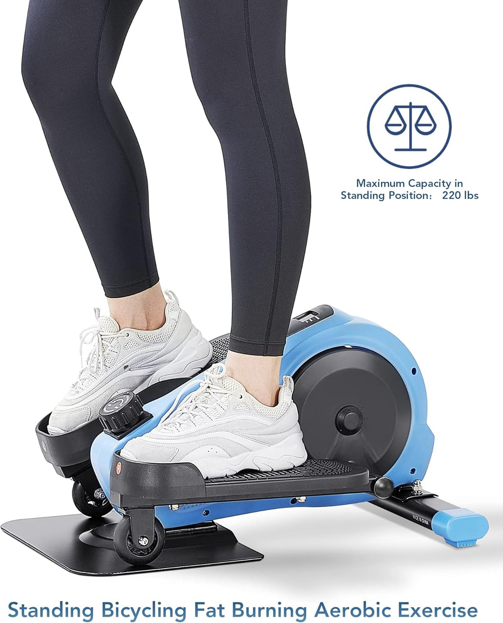 Under Desk Elliptical Pedal Exerciser with 8 Levels Adjustable Magnetic Resistance and LCD Monitor O282334