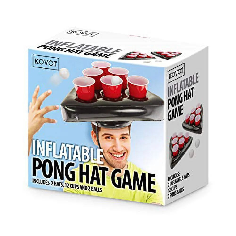 Inflatable Pong Hat Game Set with 16oz Red Cups and Pong Balls U979529