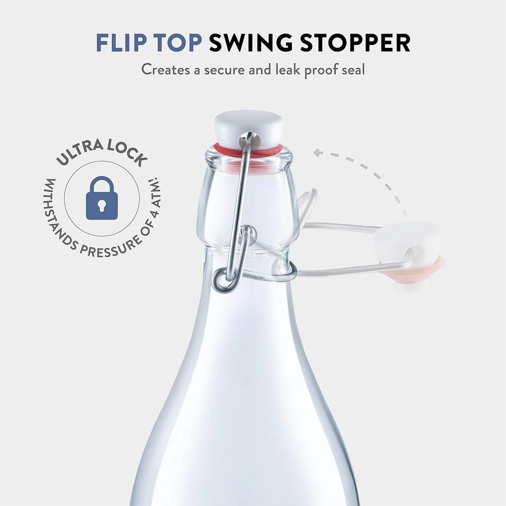 Clear Glass Swing Top Bottles 6 Pack 1 Liter I508