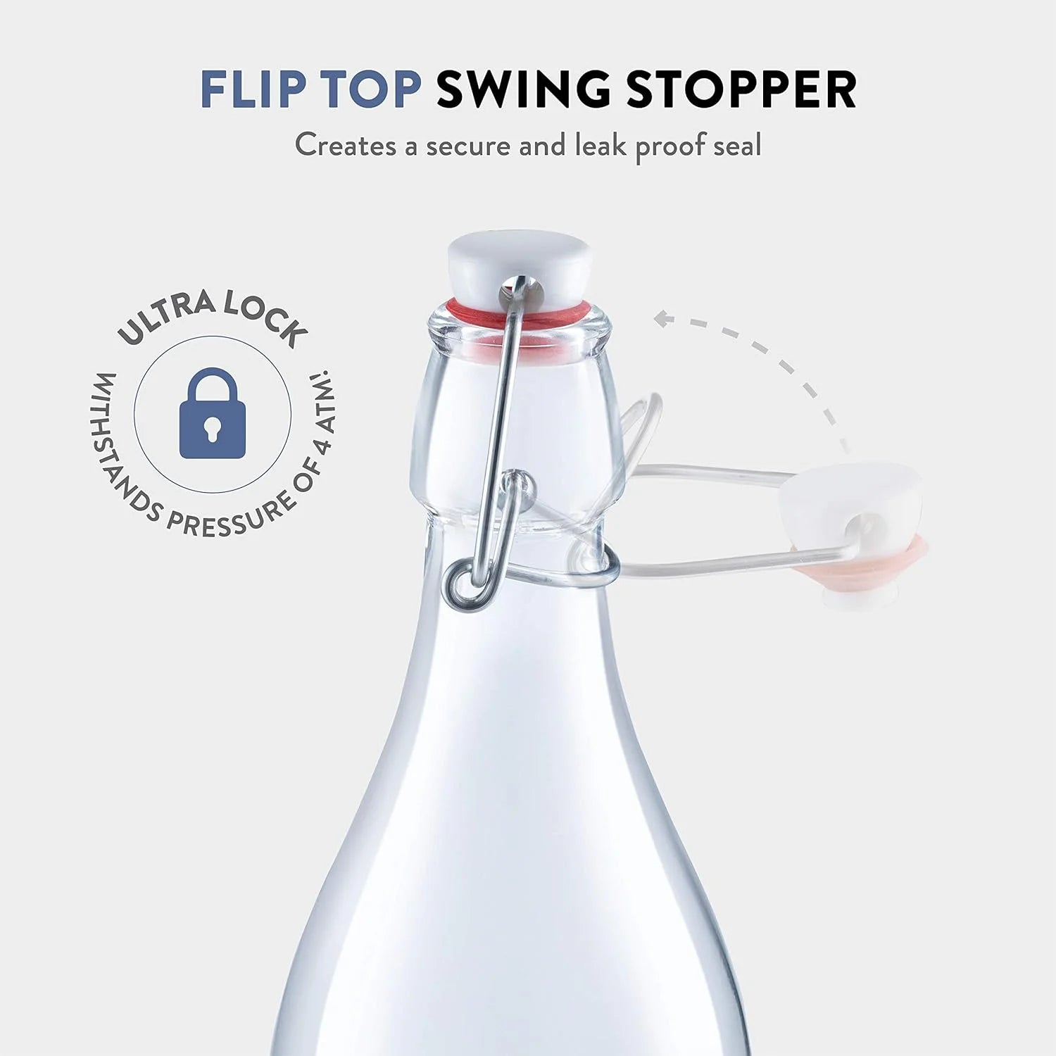 Clear Glass Swing Top Bottles 6 Pack 1 Liter I508