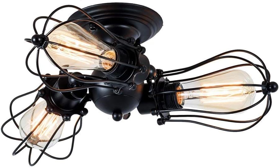 Vintage Metal Wire Cage Ceiling Light D40620