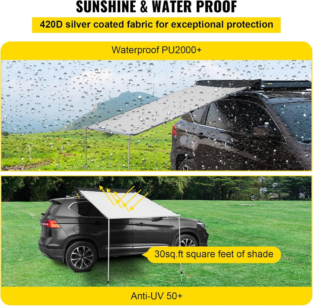 Grey Pull-Out Retractable Vehicle Awning with Carry Bag Y811