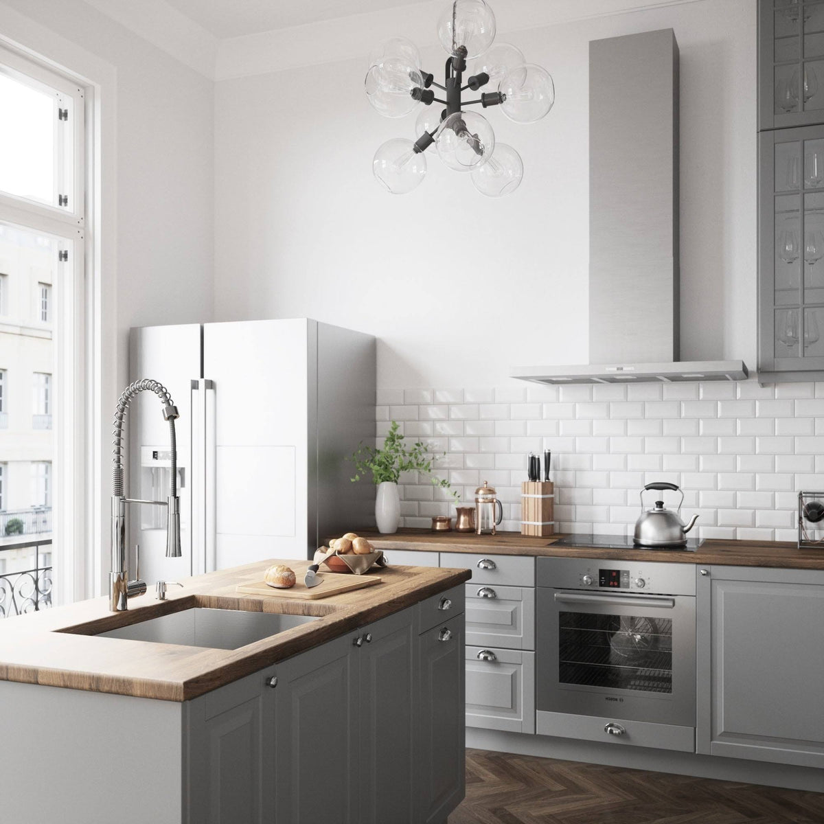 Chrome Pull-Down Spray Kitchen Faucet with Soap Dispenser K67313