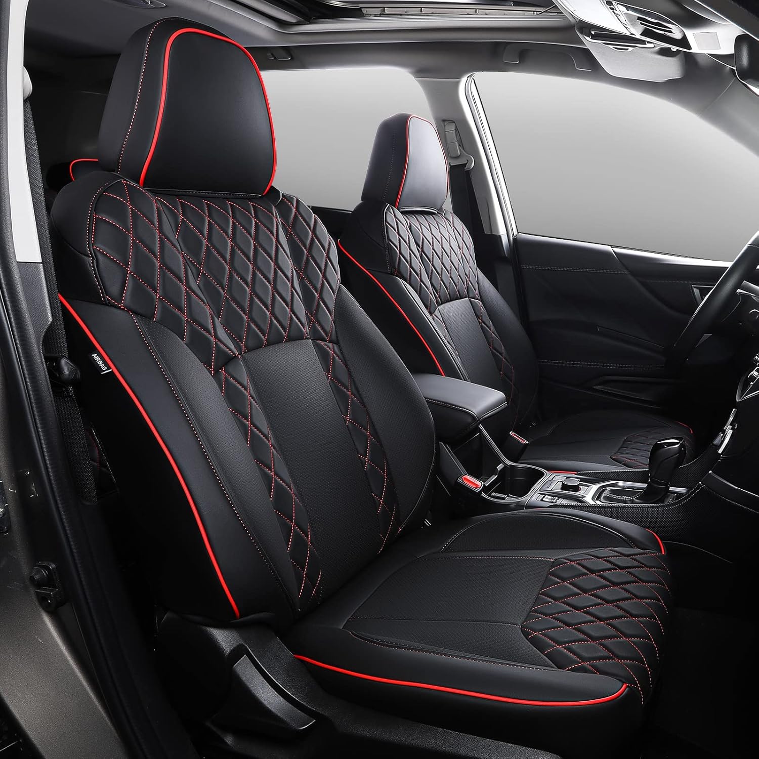 Black PU Leather Seat Covers Full Set for Subaru Forester E56190