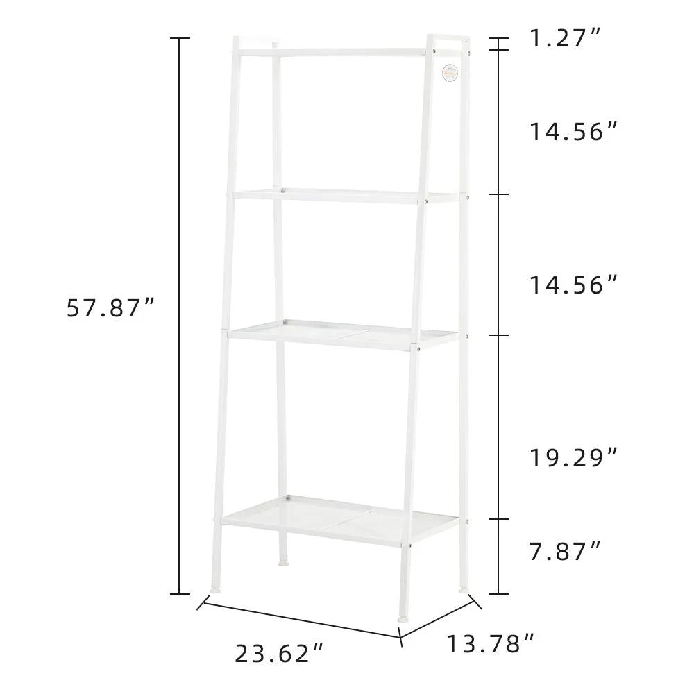 White 4-Tier Leaning Ladder Bookcase R8708