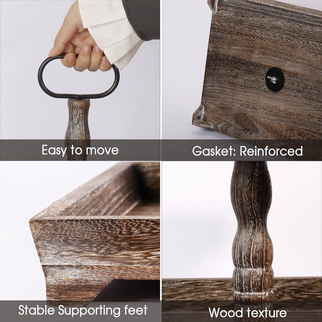 Square Wooden 2 Tier Serving Tray Stand K363806