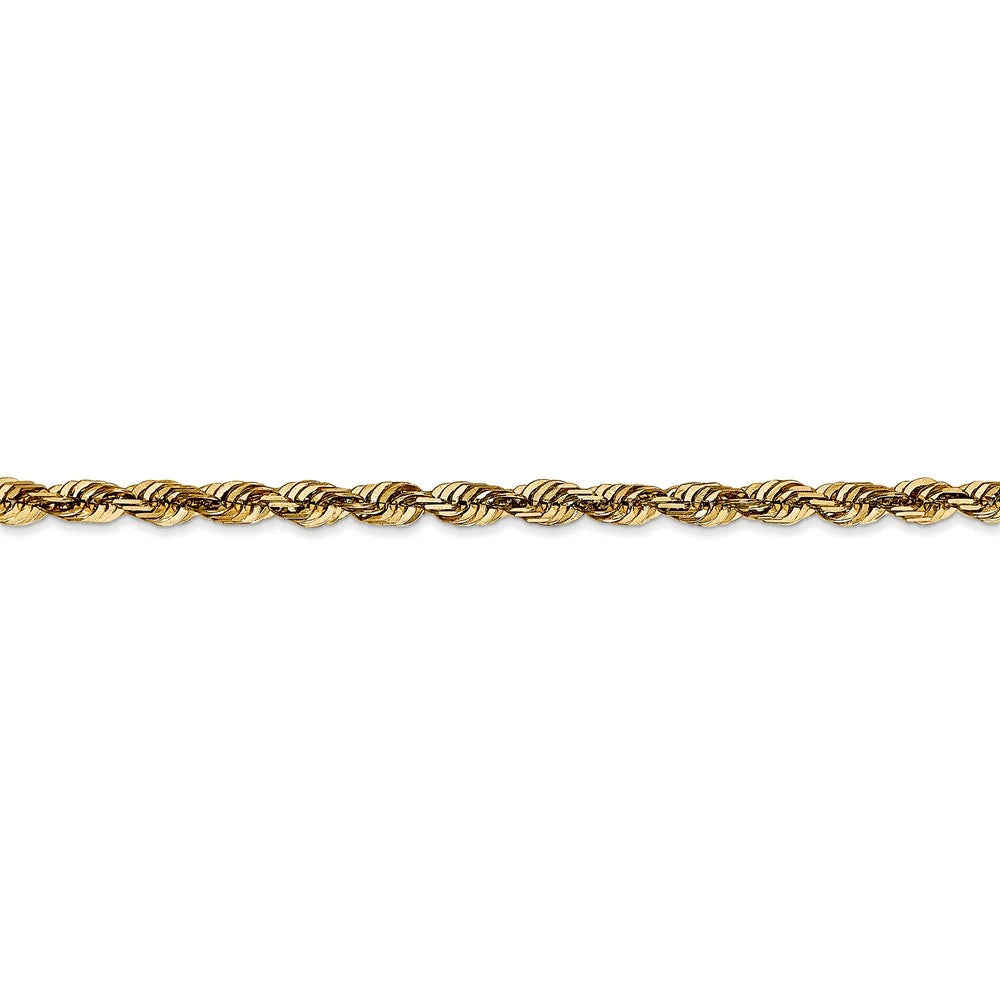 14kt Yellow Gold Diamond Cut Rope Chain with Lobster Clasp W492
