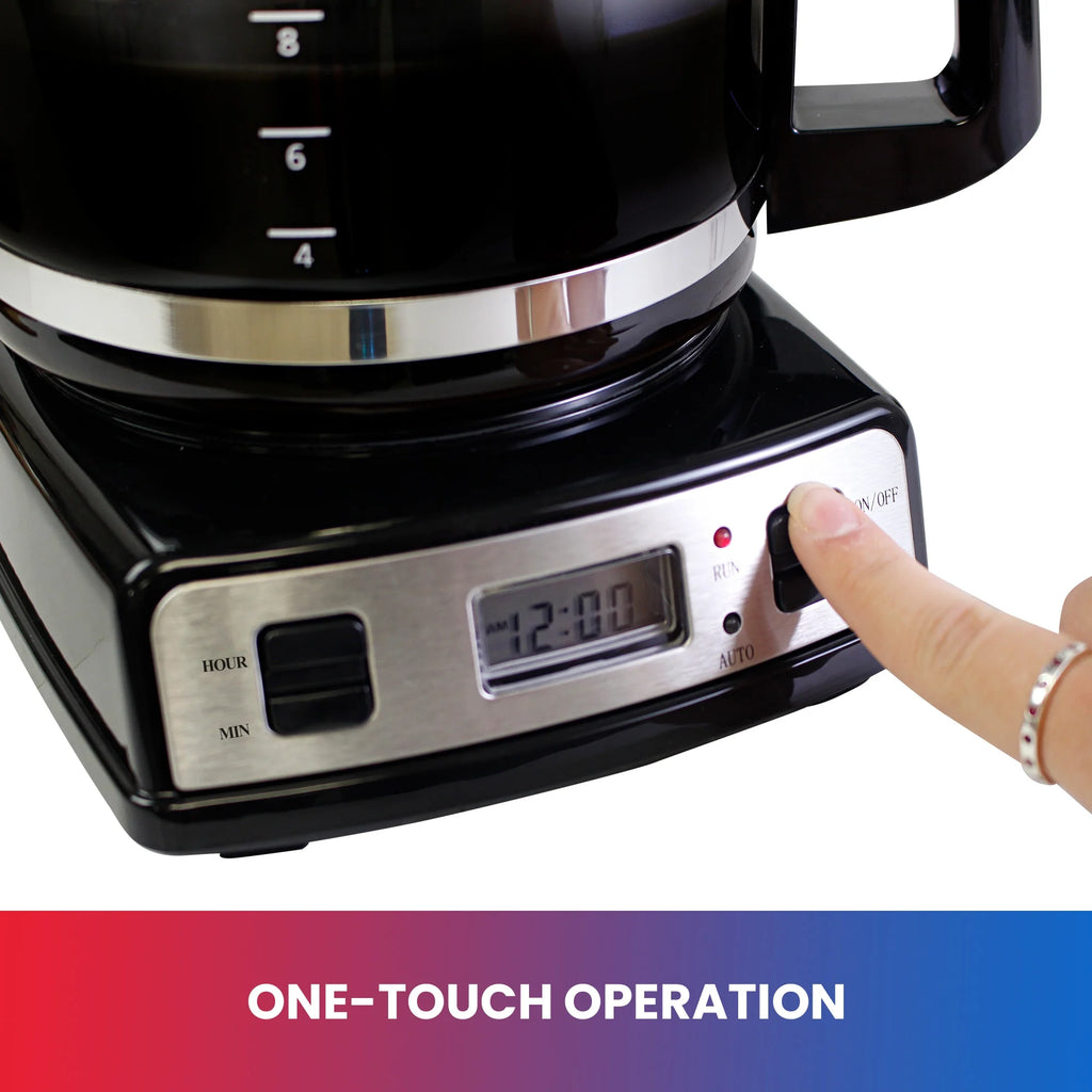 12-Cup 1.8 L Programmable Coffee Maker with Filter Black and Silver V86422