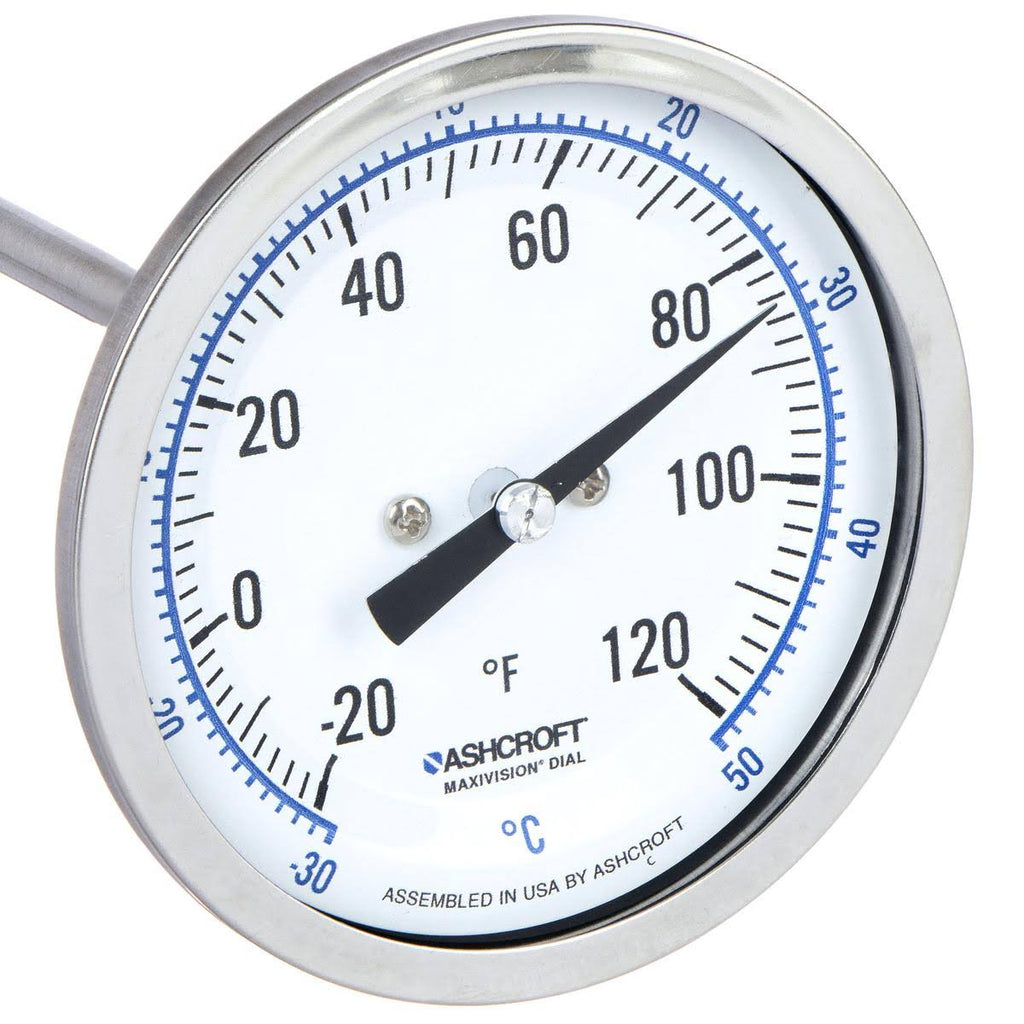 Dial Thermometer, Bi-Metallic, Back Conn. E3589