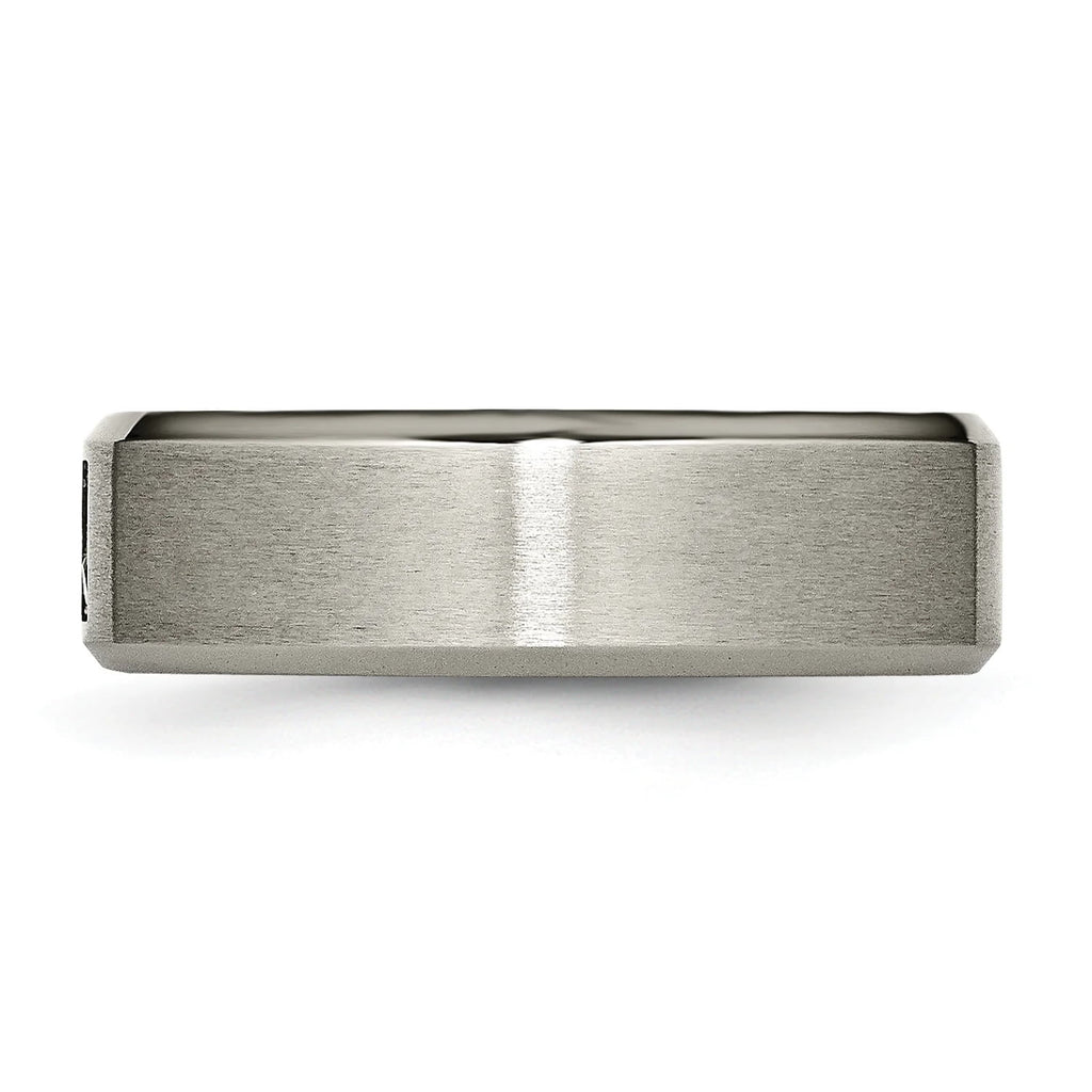 Titanium Satin & Polished with Diamonds 7mm Band E77178
