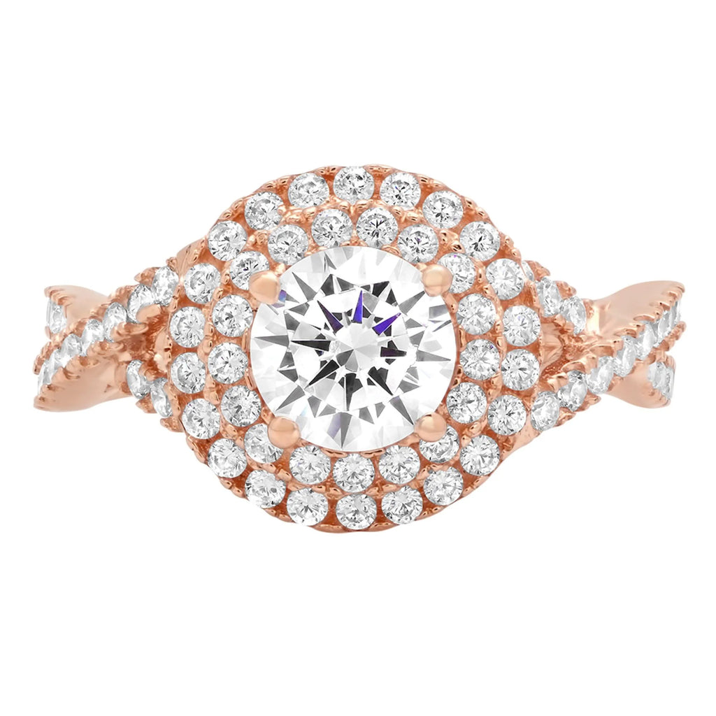 18K Rose Gold Halo Engagement Ring S2569