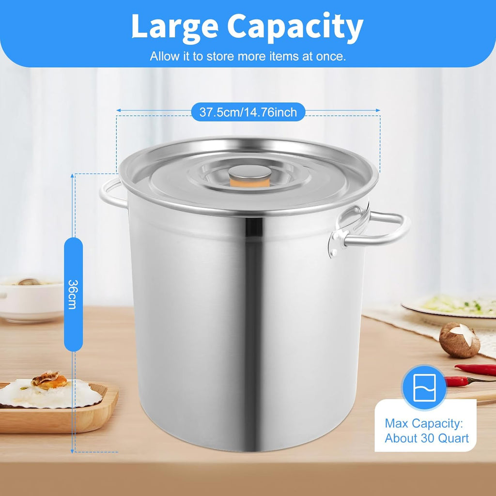 30 Quart 201 Stainless Steel Stockpot with Lid W2363