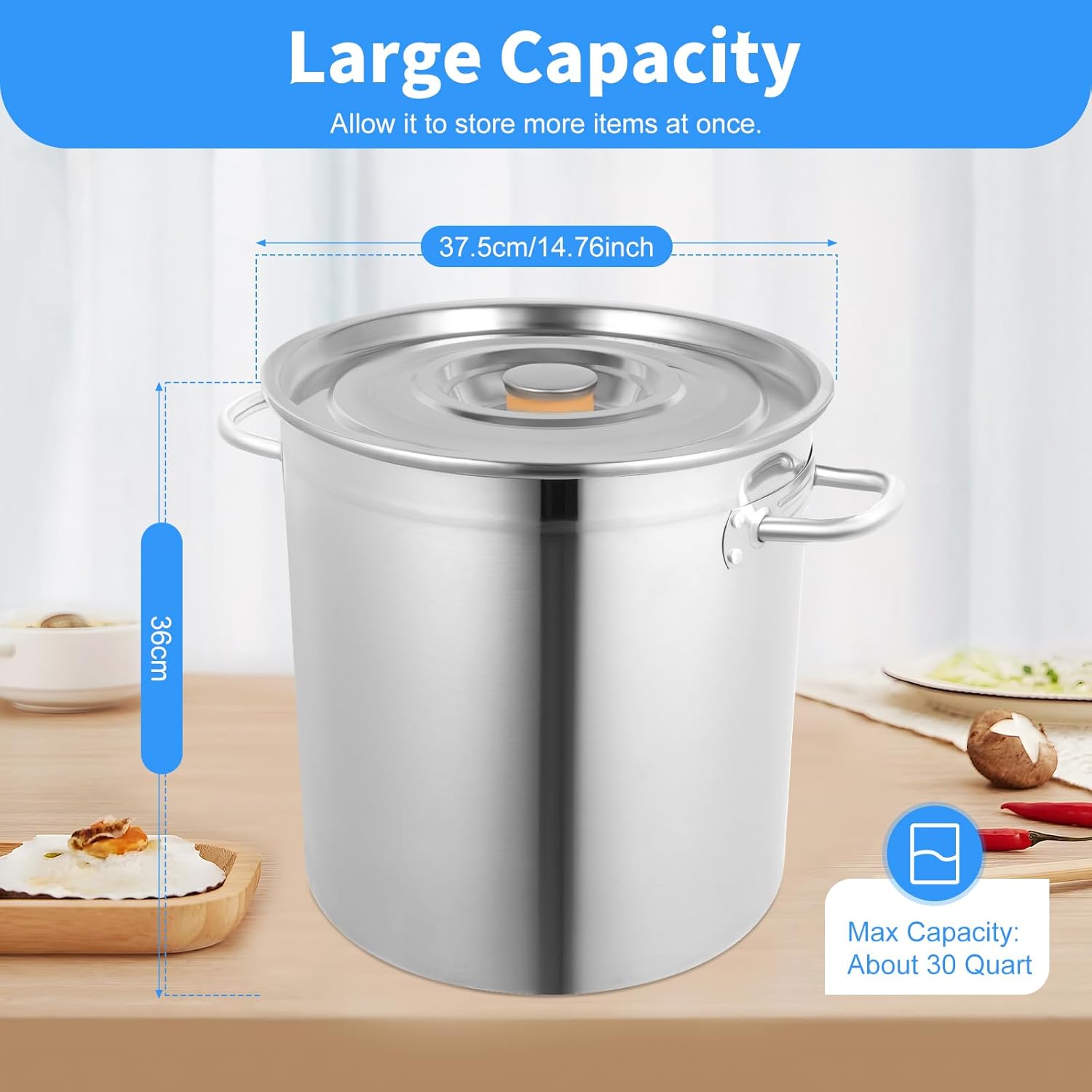 30 Quart 201 Stainless Steel Stockpot with Lid W2363