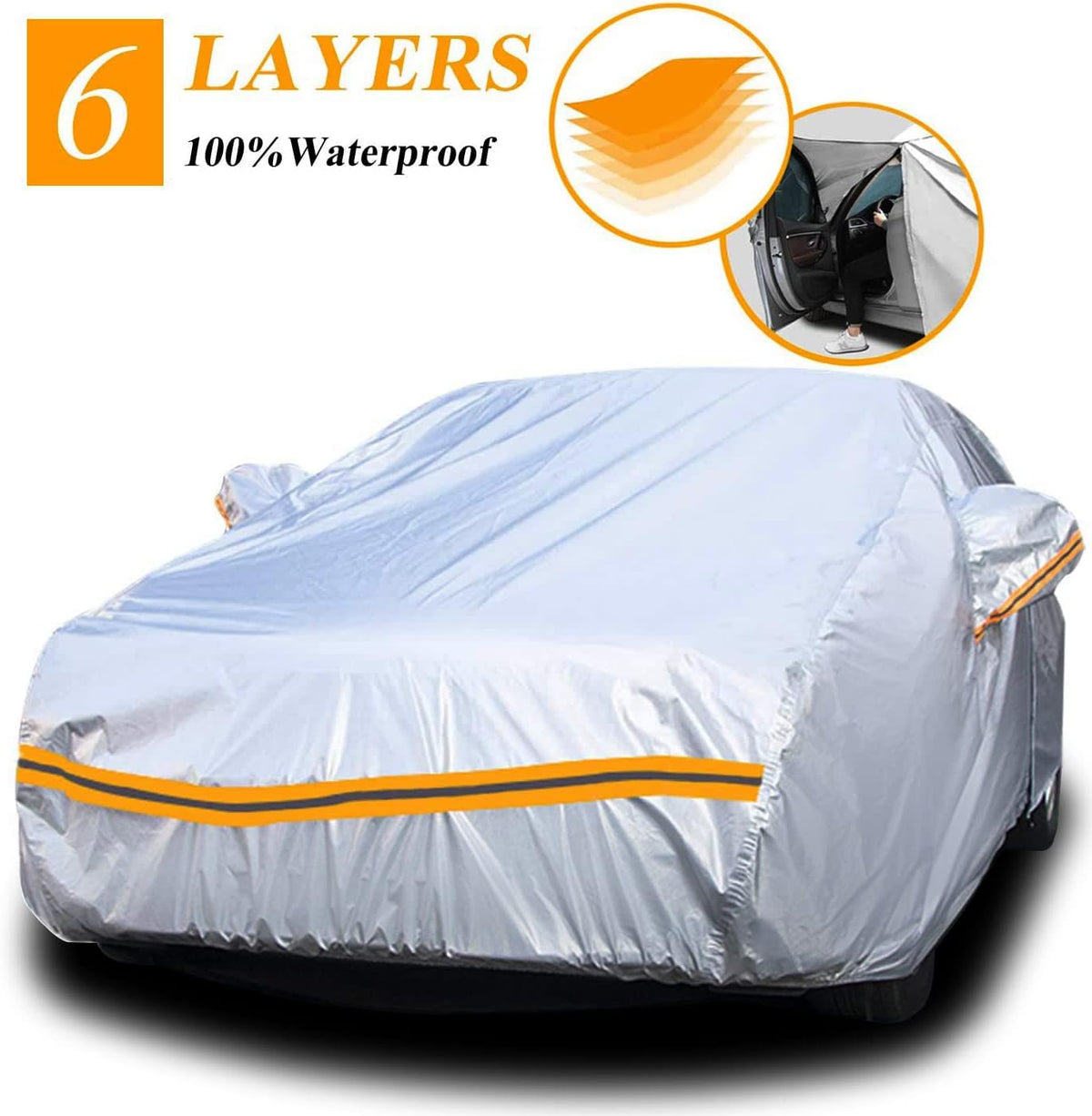 6 Layers Waterproof Car Cover with Zipper Cotton Z59979