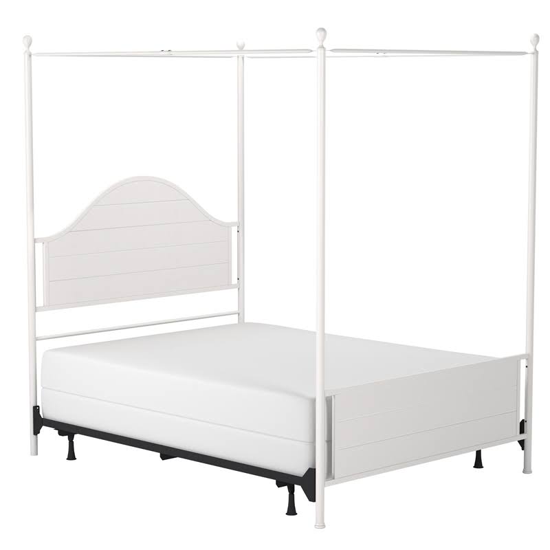 Brushed White Queen Metal Canopy Bed Q157878