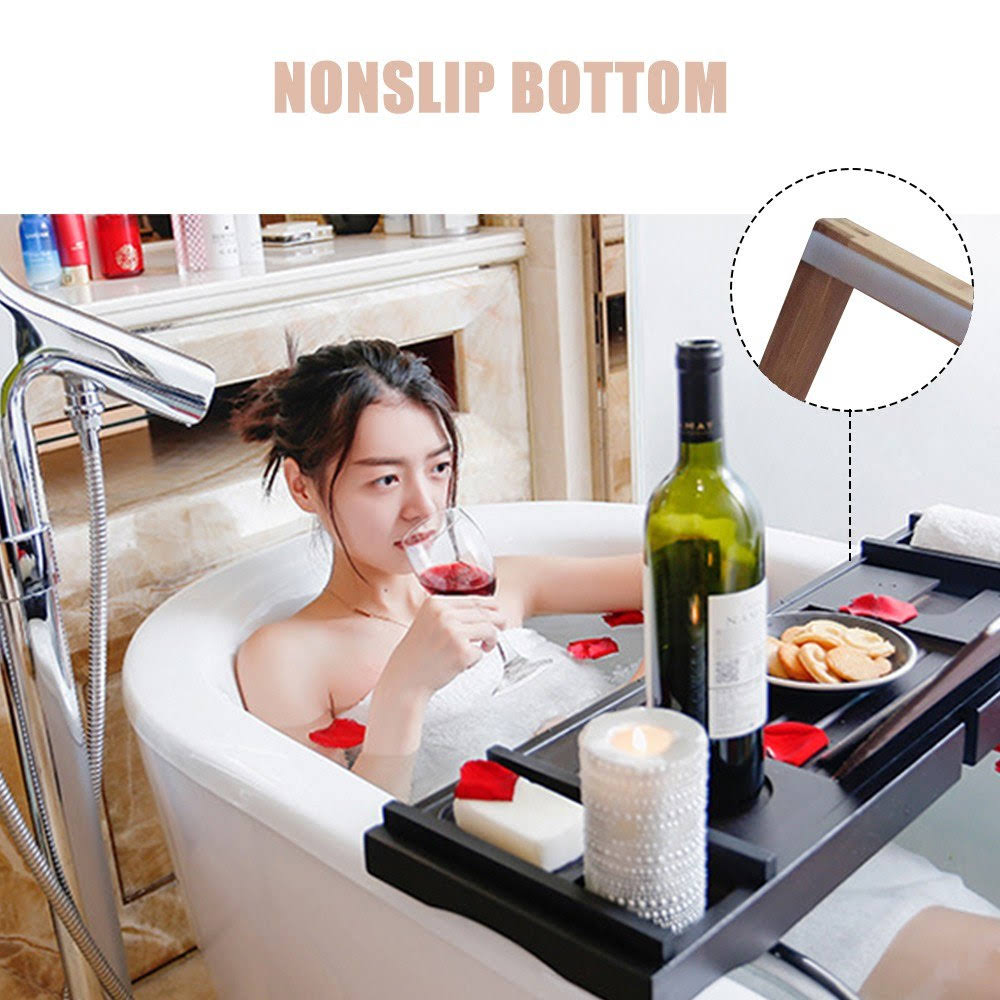 Bamboo Bathtub Caddy Tray Organizer R3984