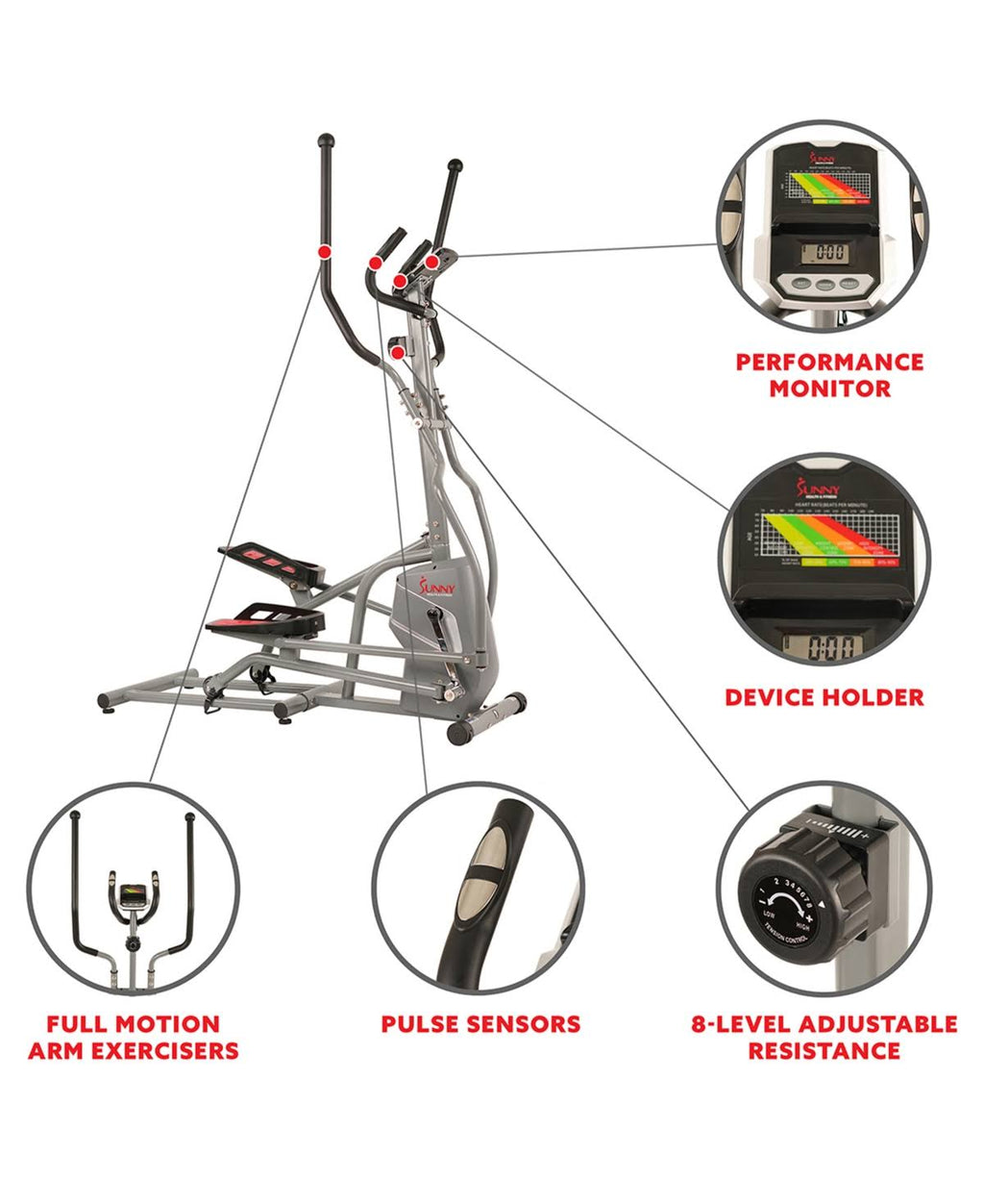Gray Magnetic Elliptical Trainer U649043